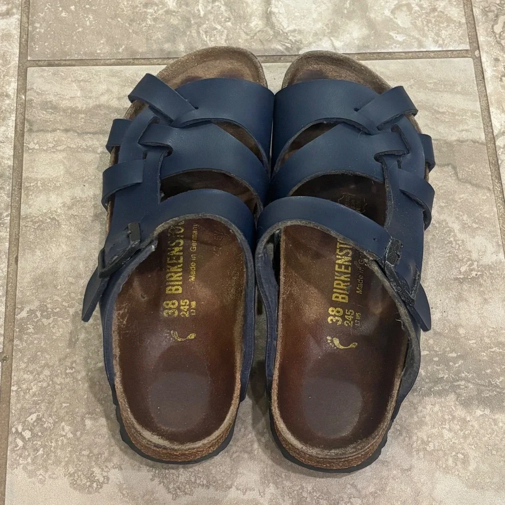 Birkenstock Salina Navy Blue Birko-Flor Strappy Sandals Womens 38 L7 M5